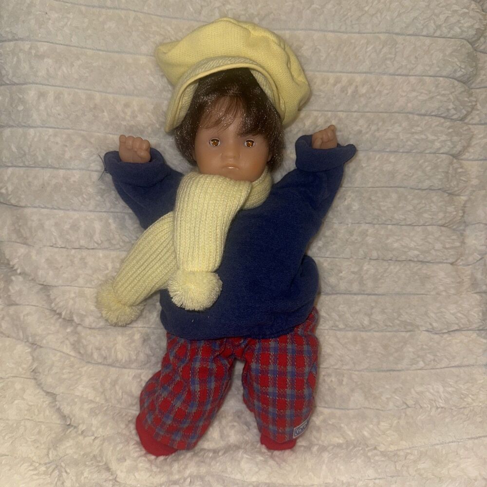 Vintage Anselme Corolle Baby Doll 12" Winter Yellow Hat & Scarf 80s Made France